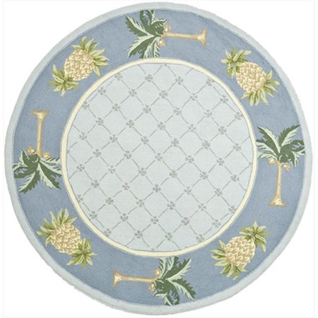 SAFAVIEH 3 x 3 ft. Round Transitional Chelsea Light Blue and Blue Hand Hooked Rug HK362D-3R